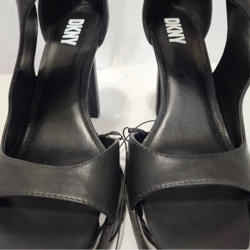 NEW Dkny Gladiator Leather Peep Toe Sandke Booties 9.5 Black